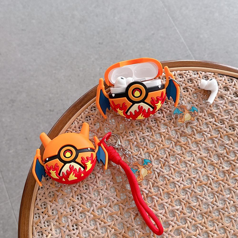 3D Pocket Monsters Charizard Poké Ball Earphone Case For Airpods 4 Pro 3 2 Wireless Bluetooth Headset Protective Cover