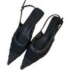 Hollow Pointed Sandals Women's 2025 Summer New Korean Version Fishing Net Shoes Versatile Thin Heel Breathable Mesh Bag Head Sandals