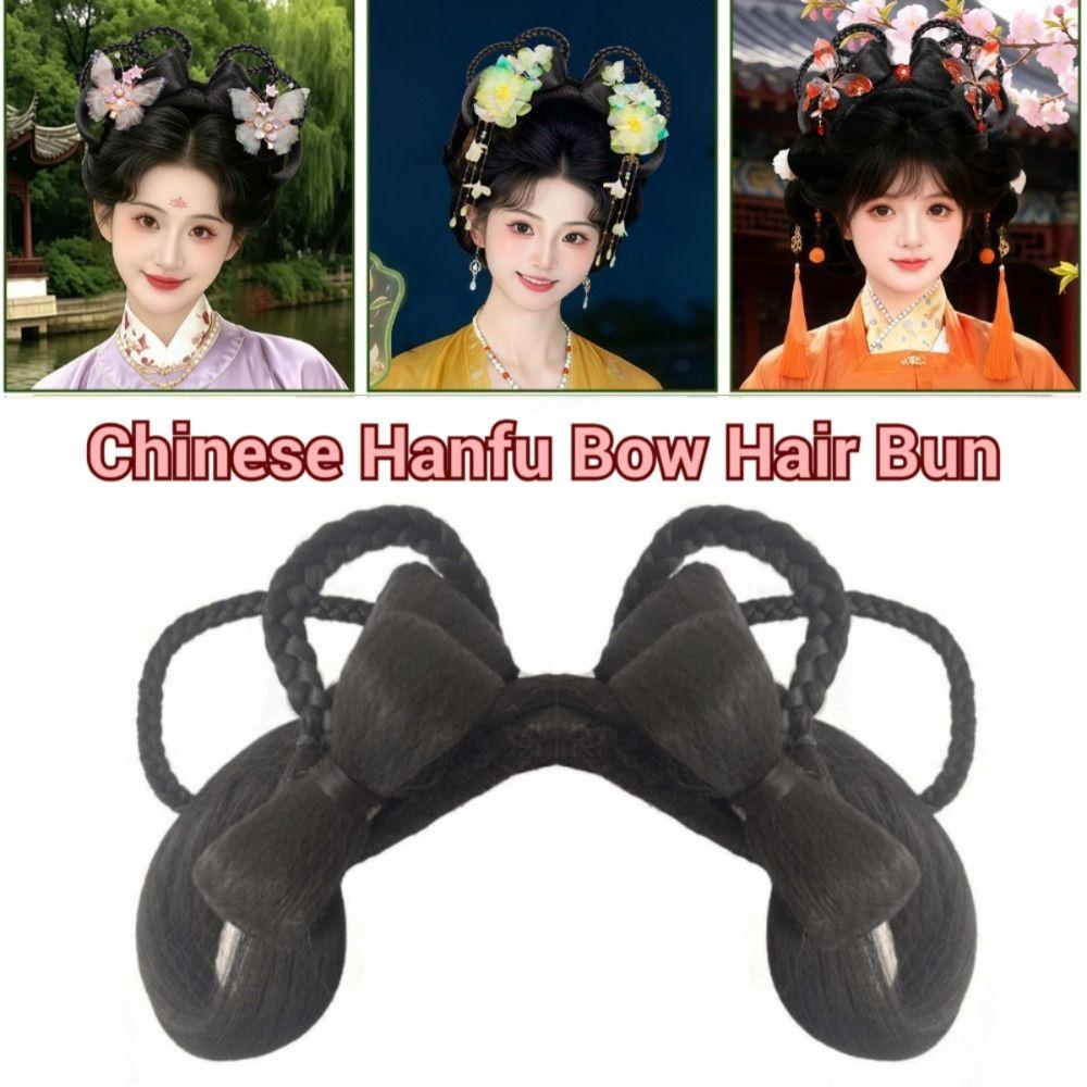 Ancient Style Synthetic Hanfu Headwear Integrated Chinese Bow Hair Bun Princess Cosplay