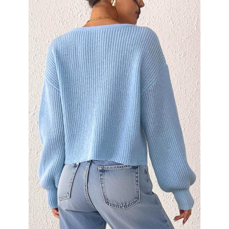 Женский вязаный кардиган-свитер Streetwear Короткий топ с пуговицами-крючками