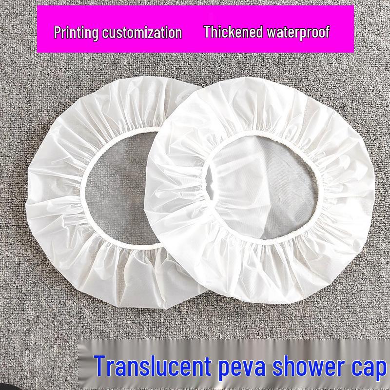 Универсальная прозрачная шапочка для душа с мультяшным принтом — водонепроницаемая, с цветочным принтом, многоразовая, взрослого размера, однослойная.