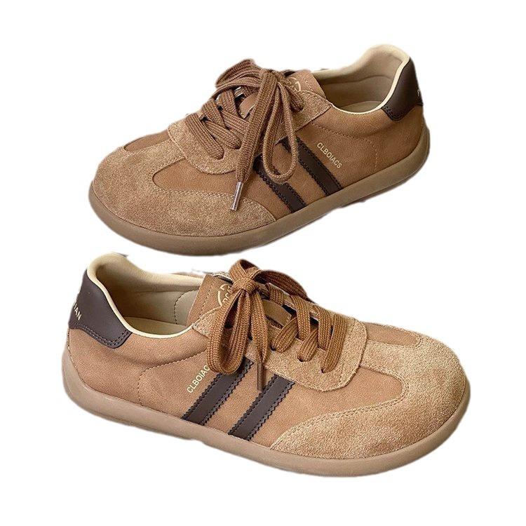 Новые женские туфли Forrest Gump, дышащие, подходящие по цвету, на шнуровке, с круглым носком, осенняя обувь 2024 года, женская ретро-повседневная немецкая тренировочная спортивная обувь