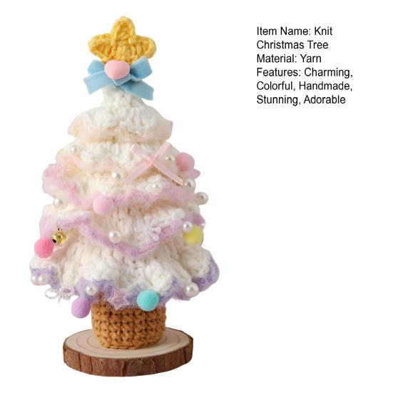 Knitted Christmas Tree Ornament Colorful Multi-Layered Crochet Christmas Tree Decoration with Bell And Star Top for Holiday Home Decor