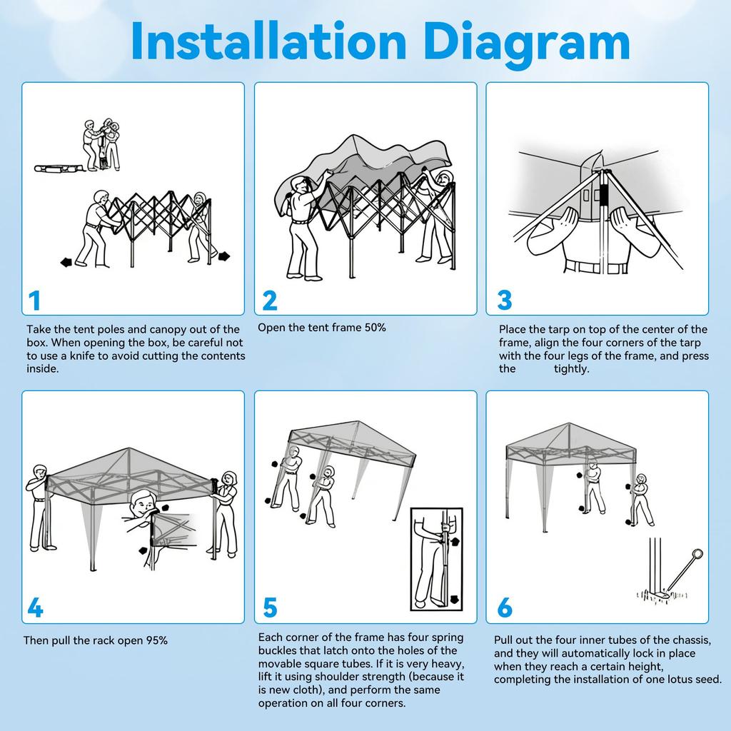 3M x 3M Instant Canopy Tent, Pop Up Canopy with One Push Setup, Sun Shelter