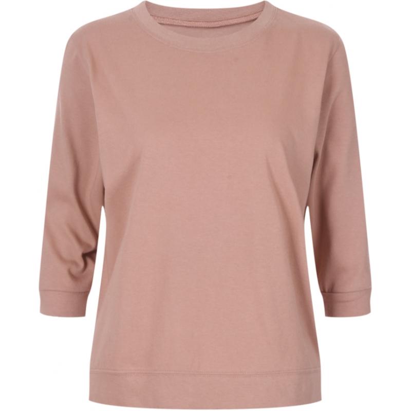 Shop Women Round Neck 5 LengTh Side SliT Banding ShorT Sleeve T shirT Beige D1