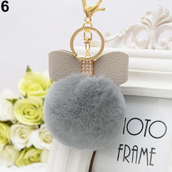 Модный шар из искусственного кроличьего меха, шарм, сумка для телефона, автомобильный кулон, брелок для ключей