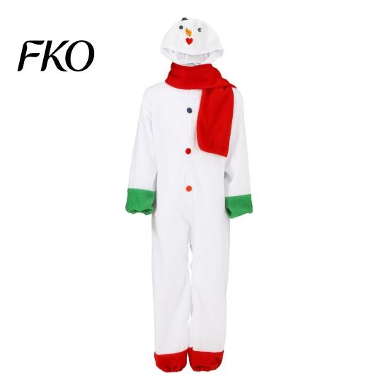 Thick Plush Lounge Suit Kids Christmas Snowman Onesie Unisex Cosplay Costume Winter One-Piece Pajamas with Gloves And Scarf for Boys Girls Holiday