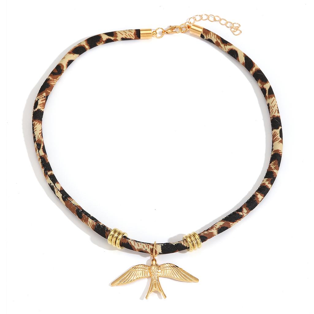 Винтажное ожерелье с леопардовым принтом, подвеска из ракушки в виде рыбы-солнца, цепочка, ожерелье с подвеской в форме рыбы-солнца для женщин и девушек