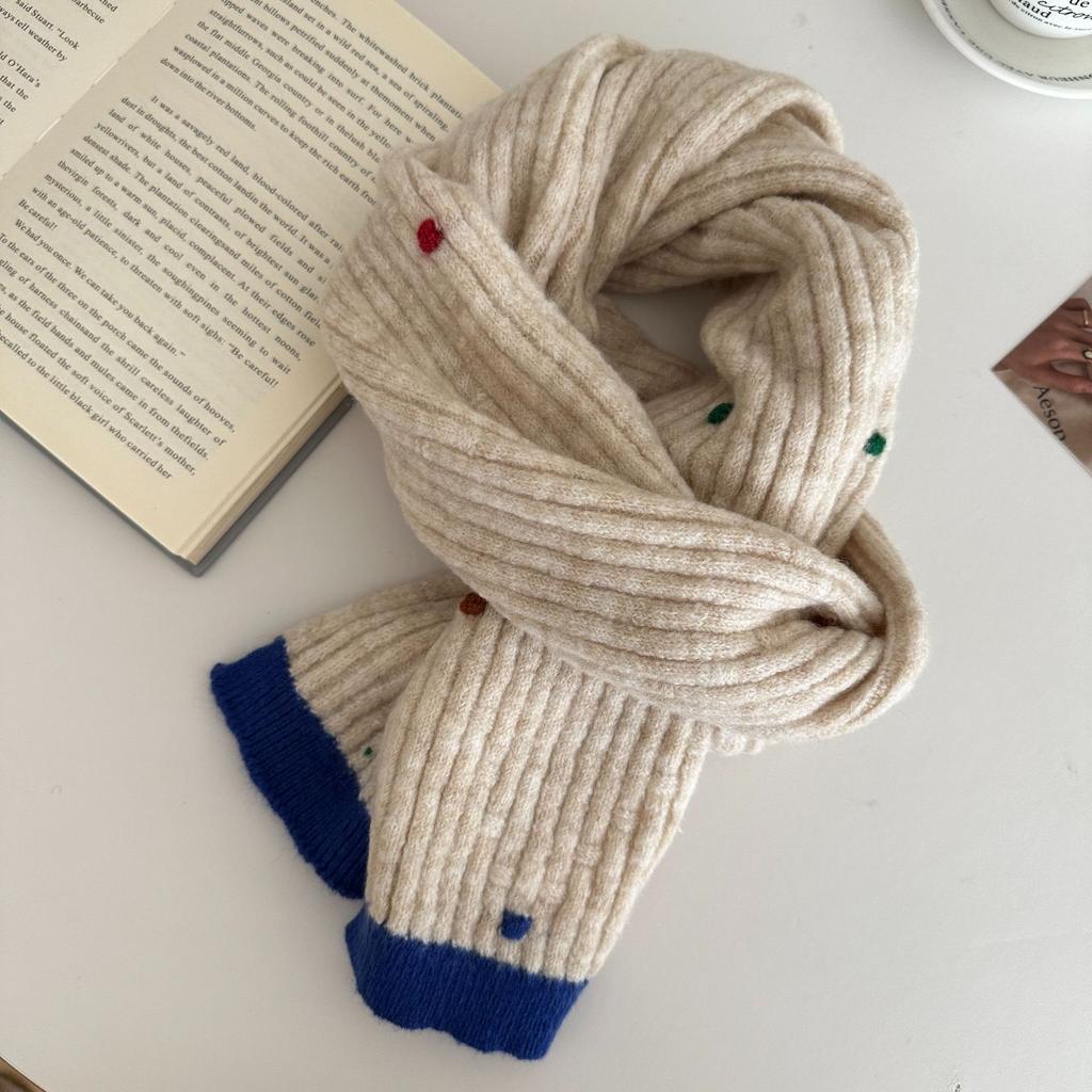Solid Color Knitted Scarf for Women Winter Soft Student Couple Knitted Scarf