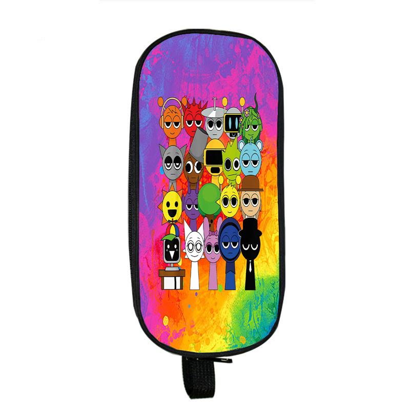 Пенал Sprunki Incredibox для студентов, двухслойный пенал для школьных принадлежностей с игрой в жанре ужасов, канцелярские принадлежности для детей, коробка для ручек