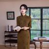 Guofeng 1011 autumn and winter new improved jacquard embroidery slim cheongsam new Chinese large size long wedding ceremony