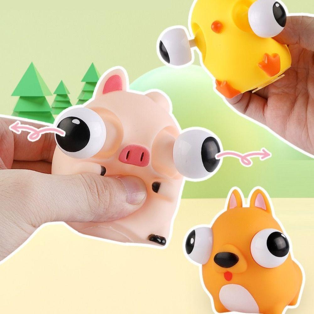 Soft Rabbit Fidget Toys Slow Rebound Puppy Squeeze Toy Piggy Pop Eye Squeeze Sensory Toys  Adult