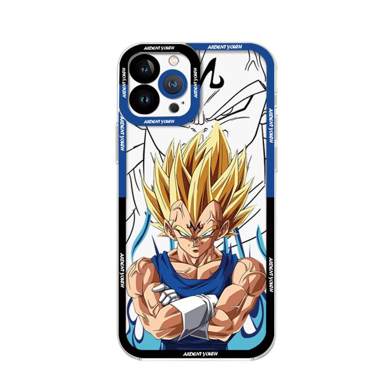 Аниме Dragon Ball Super Гонка Веджета Чехол для мобильного телефона iPhone 16 15 противоударный линза всесторонний Apple 17 прозрачный и легкий