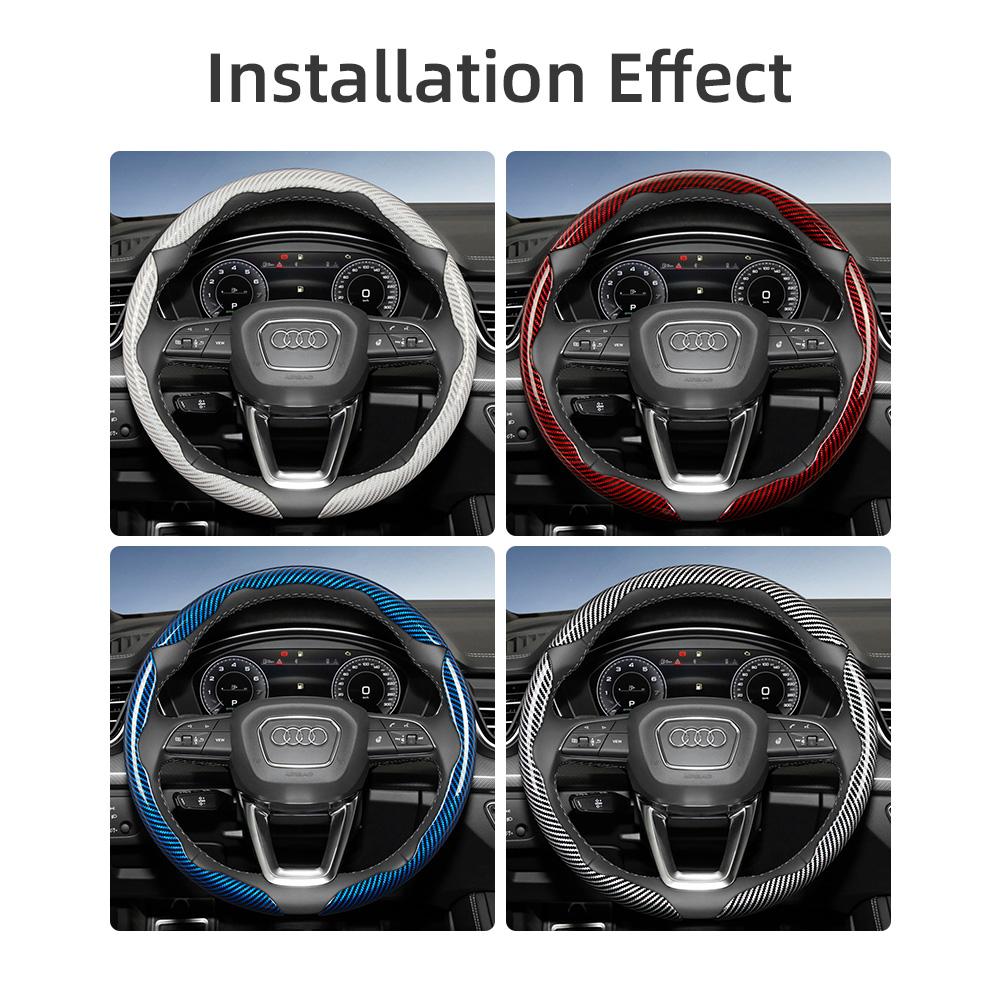Suitable for qaz24 Carbon Fiber Texture Steering Wheel Cover with Segmented Quick-Release Design, Durable, for Models Such as Q5 Q3 A4 A6 Q7 Q8 Q4 Q6