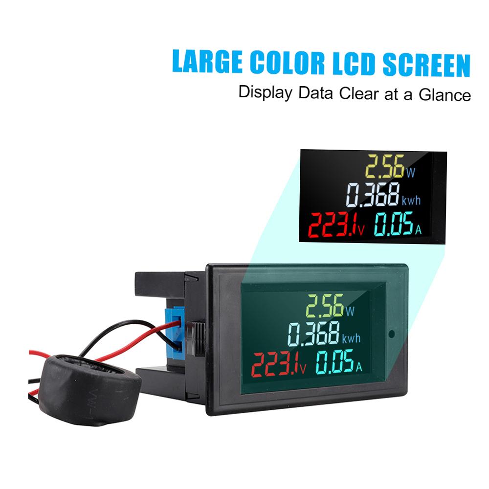 AC 80 300V Digital Voltmeter Ammeter Color LCD Display Multimeter Voltage Current Power Energy Frequency Monitor with