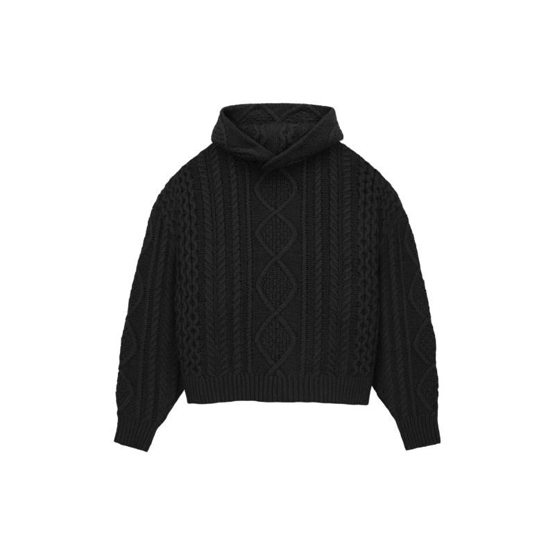 Fear of God Толстовка с капюшоном Essentials Cable Knit, темно-черные мужские топы 192BT234390F