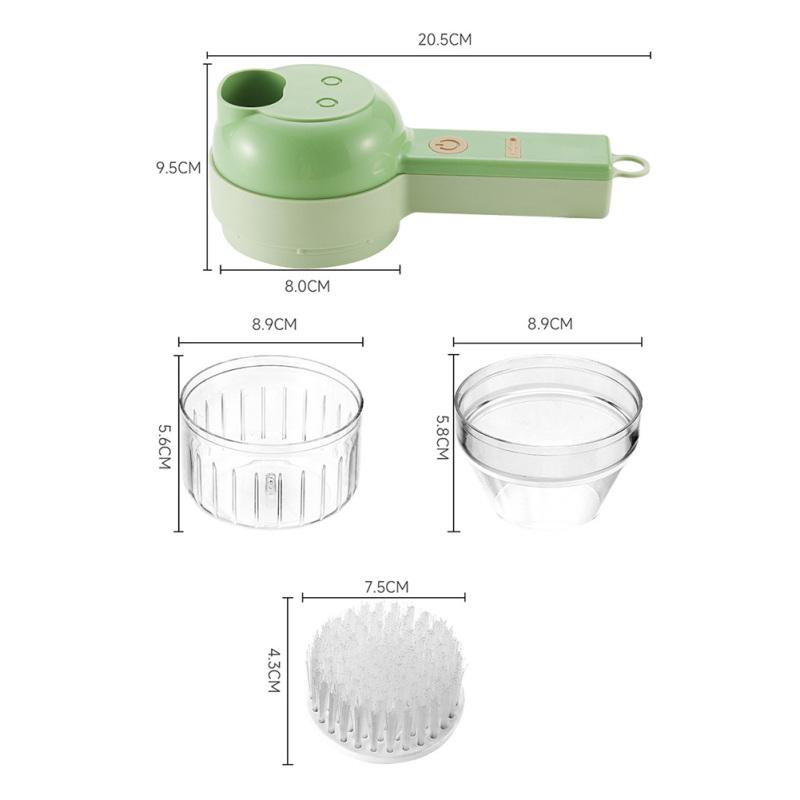 4-in-1 Hand-held Vegetable Cutter Portable Wireless Electric Kitchen Multi-function Garlic Chopper