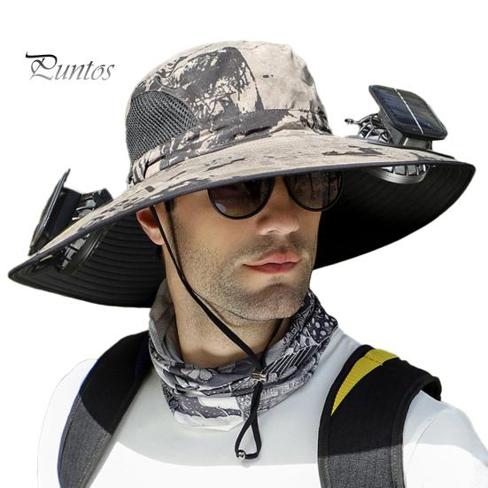 Шляпа с солнечным вентилятором и широкими полями, защита от ультрафиолета, охлаждающий вентилятор, рыбацкая шляпа, USB аккумуляторная, складная, для мужчин и женщин, рыбак, походная шляпа от солнца