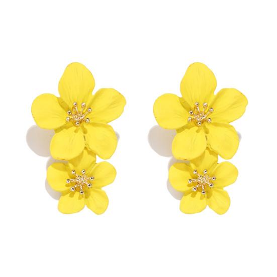 1 Pair Ear Studs Trendy Non-allergic Exquisite Elegant Double Layer Flower Design Women Earrings