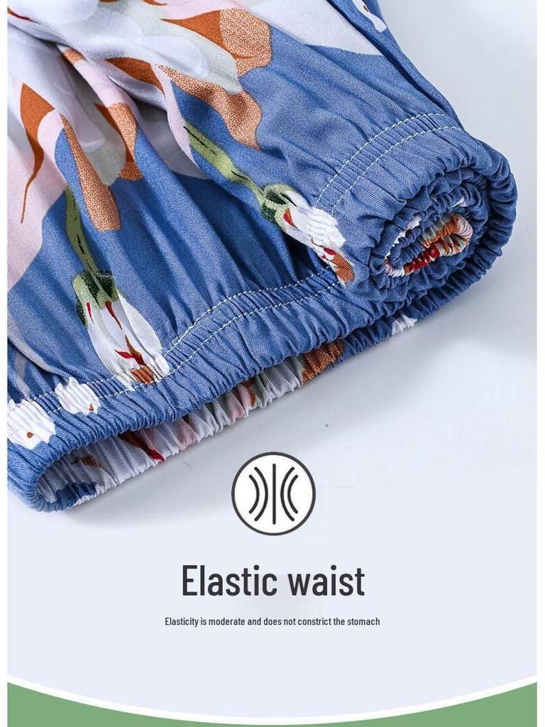 Женский летний хлопковый пижамный комплект больших размеров для женщин среднего и пожилого возраста - Домашняя одежда с короткими рукавами, подходящая для ношения на улице