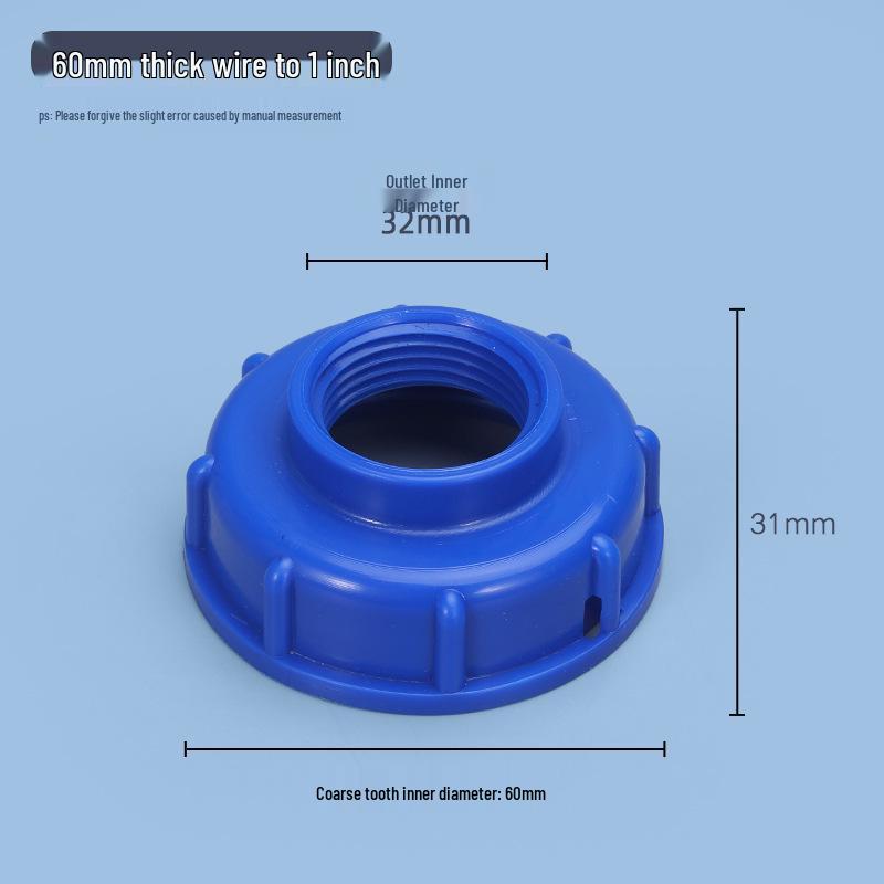 IBC Ton Barrel Valve Double Inner Tooth Adapter with Cover - 4, 6 Points, 1 Inch Center Ring