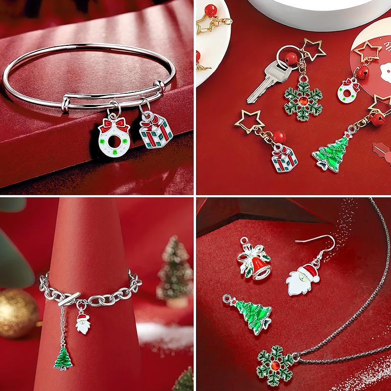 20PCS Christmas Multi-element Pendant Bracelet Ornament Keychain Alloy Creativity DIY Gift Accessories