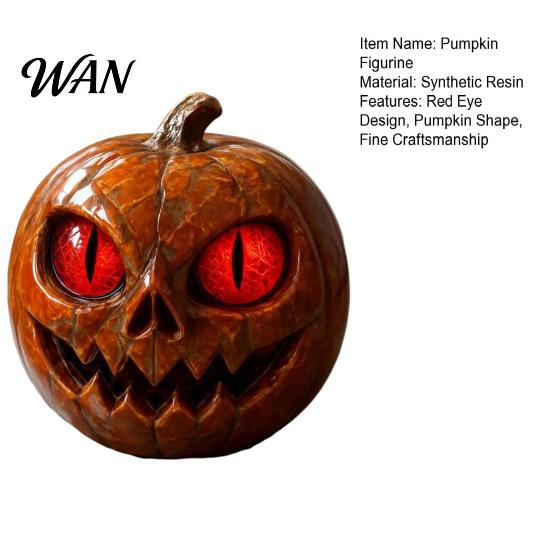 Festive Halloween Centerpiece Handmade Red-Eyed Pumpkin Figurine Resin Statue Spooky Multi-purpose Decoration Atmosphere Ornament Horror Themed Decor