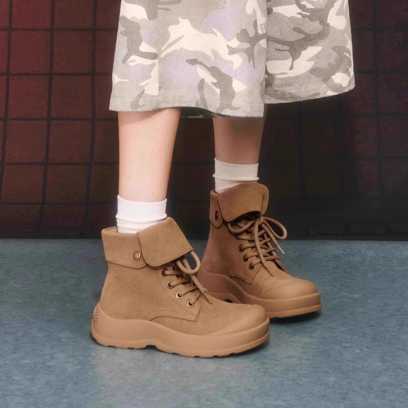 Big Yellow Boots Women's New Autumn and Winter Ugly Cute Platform Locomotive Martin Boots Single Boots Short Boots High Top Shoes