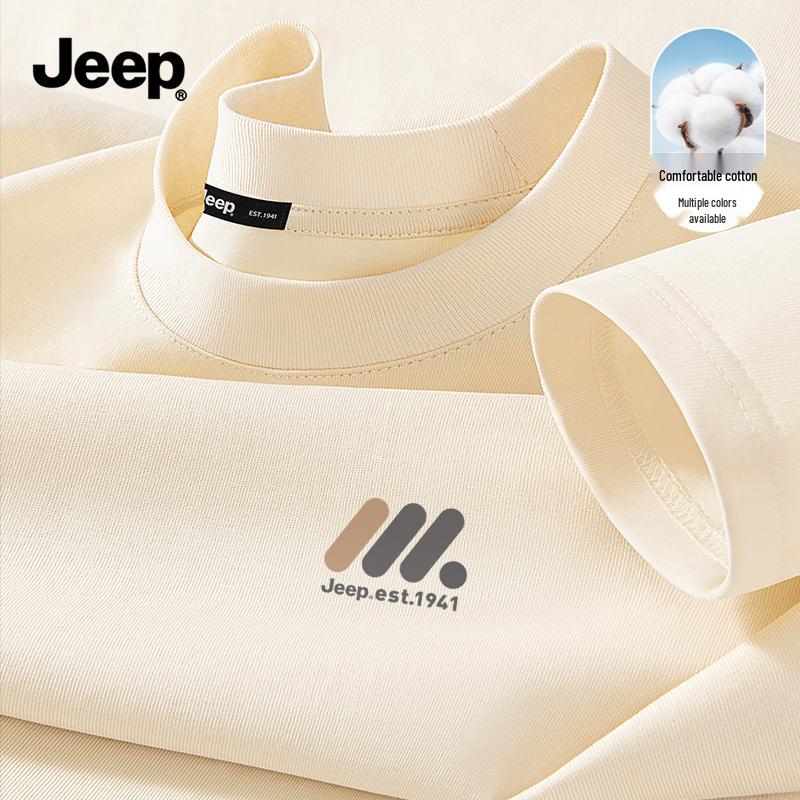 JEEP Men's Breathable Cotton Long-Sleeve Crew Neck T-Shirt