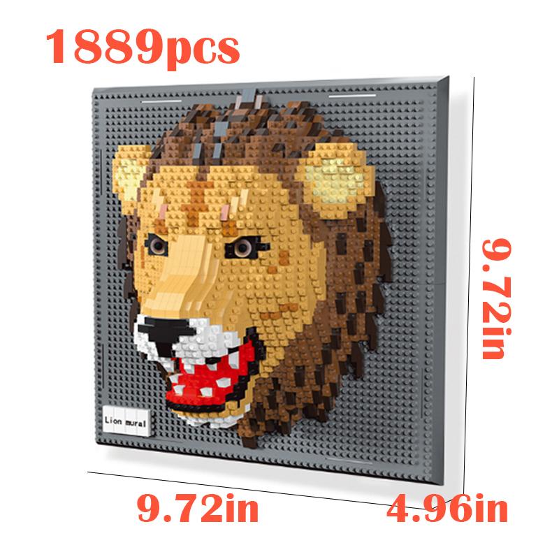 Креативная настенная картина в рамке с изображением акул, орлов, попугаев, DIY 3D микро-животные из строительных блоков, подарок для взрослых