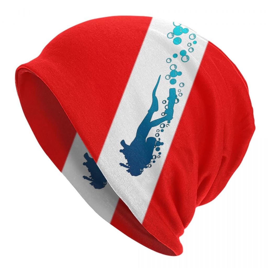 Шапка-бини с флагом для подводного плавания, унисекс, женские аксессуары для любителей дайвинга, шапки с черепами, подарки для дайвера, крутой дизайн, вязаные шапки