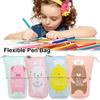 Fashion School Supplies Stationery Pencil Case Makeup Pouch Zipper Storage Box Flexible Pen Bag