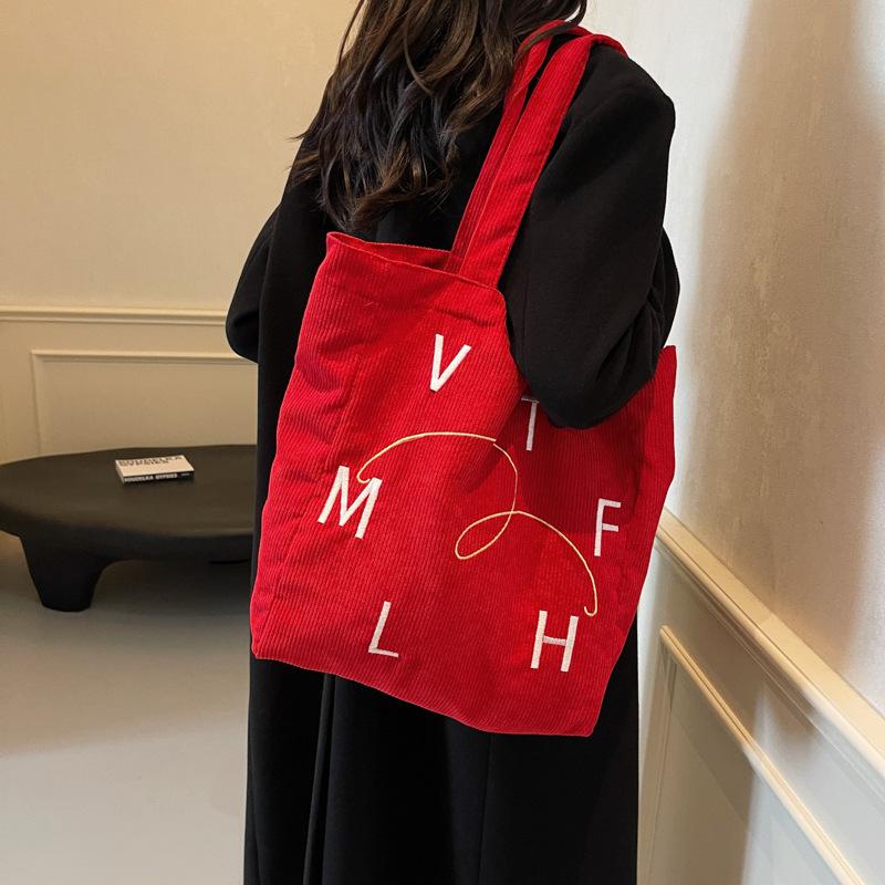 Корейская версия новой сумки с принтом алфавита, женская холщовая сумка через плечо большой вместимости, повседневная модная портативная сумка на шнурке, свежая сумка