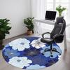 1pc Floral Blue Office Round Area Rug,  Mat Suitable For Office, Under Office Chairs Bedroom Living Room Home Decor, Room Deco