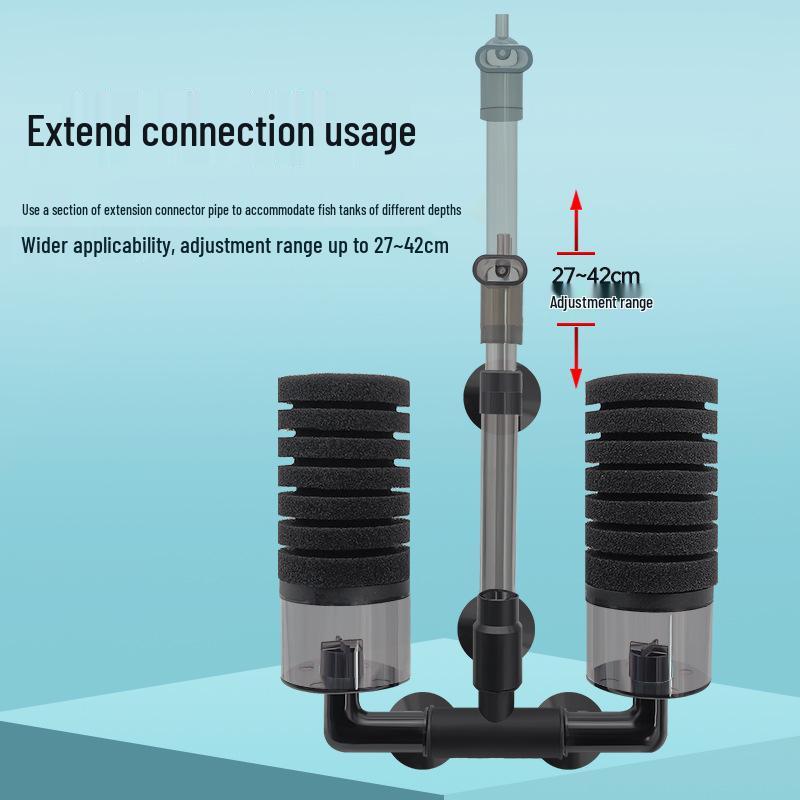 Wall-Mounted Fish Tank Filter with Dual Heads, Biochemical Cotton & Bio-Balls.