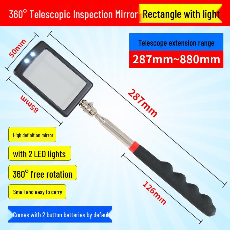 Noshuer Universal Folding Telescopic Inspection Mirror with LED Light