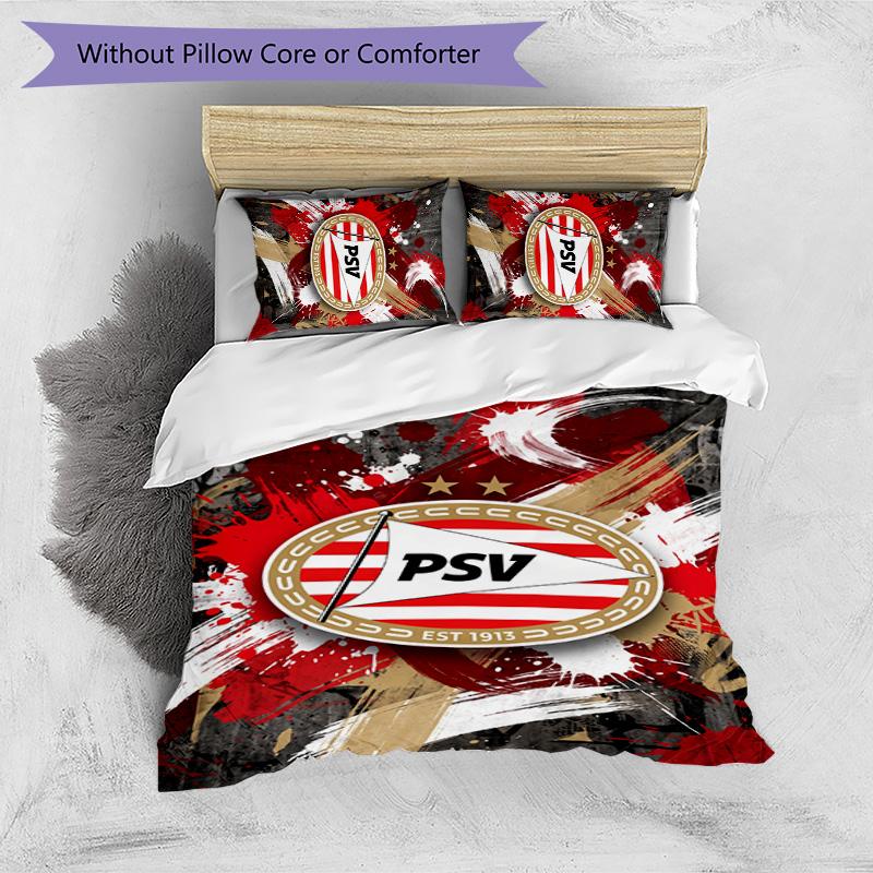 PSV Eindhoven FC Printed 3PCS Bedding Set Breathable Duvet Cover with Pillowcases Decorative Bed Linen for Bedroom Home