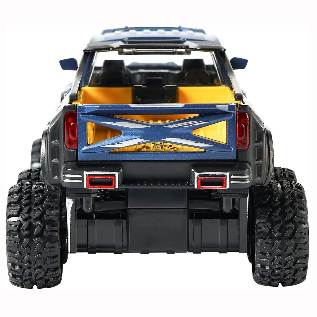 Масштаб 1/24 X-класса 6x6 внедорожные литые металлические модели автомобилей, пикапы-монстры, игрушечная переоборудованная модель автомобиля со звуком и светом для детей от 3 лет и старше