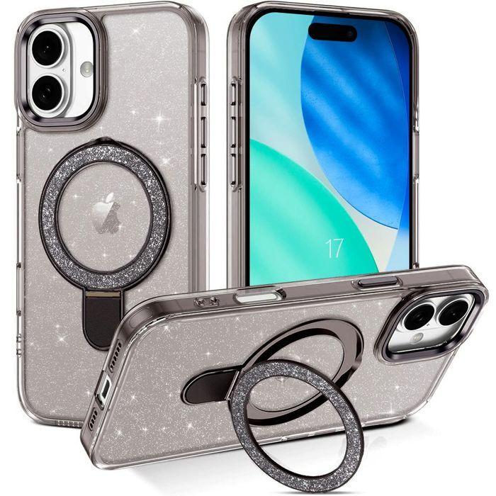 Coque de Protection - BOOLING - pour iPhone 17 - Paillettée avec Cercle Magnétique Ajustable - Gris
