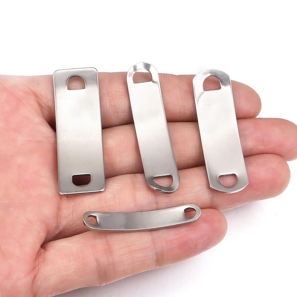 10pcs/lot Stainless Steel Rectangle Charms Connectors For Jewelry Making Blank Bar Stamping Tags Engraved DIY Bracelet Necklace