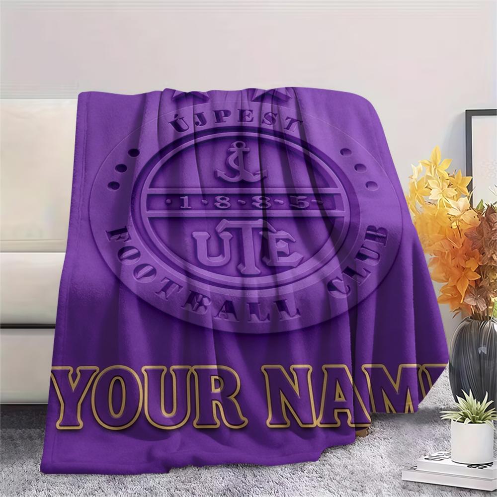 1PC Custom Name Újpest FC Patterned Flannel Blanket Suitable For All Seasons for Home Decor Warmth and Comfort Gifts Holiday Present