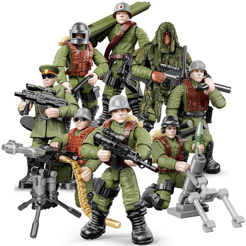 Военный Мини-фигурка Xiang Jun Строительные Блоки Игрушка - Подвижная Модель Солдата для Мальчиков
