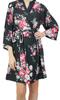 Womens Floral Printed 3 4 Sleeve Black Bridesmaid Robe Coverup