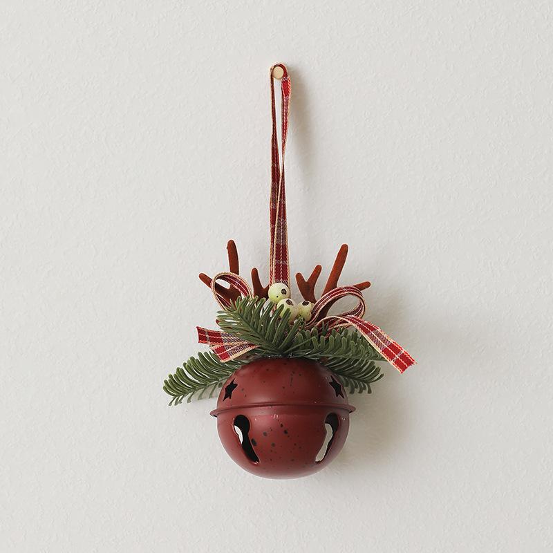 Bell Pendant Car Hanging Berry Vine Ring Bowknot Flower Wreath Decoration Christmas Imitation Antlers Pine Cone