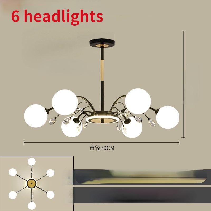 Nordic LED Chandeliers Indoor Glass Living Room Dining Bedroom Lighting Modern Hanging Ceiling Copper Lamp