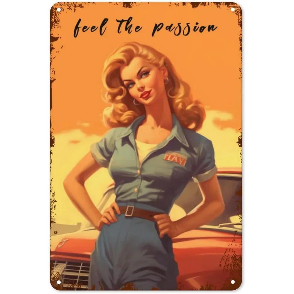 Металлические жестяные знаки Pinup Girls Vintage Board Plate Retro Wall Art Sexy Lady Poster для дома Cafe Bar Pubs Iron Painting Decoration