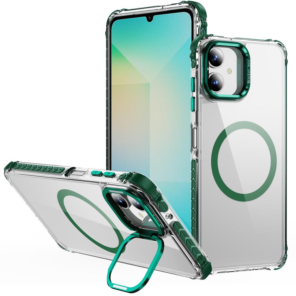 For Samsung Galaxy A05 4G Clear Phone Case with Lens Kickstand Cover Compatible with MagSafe