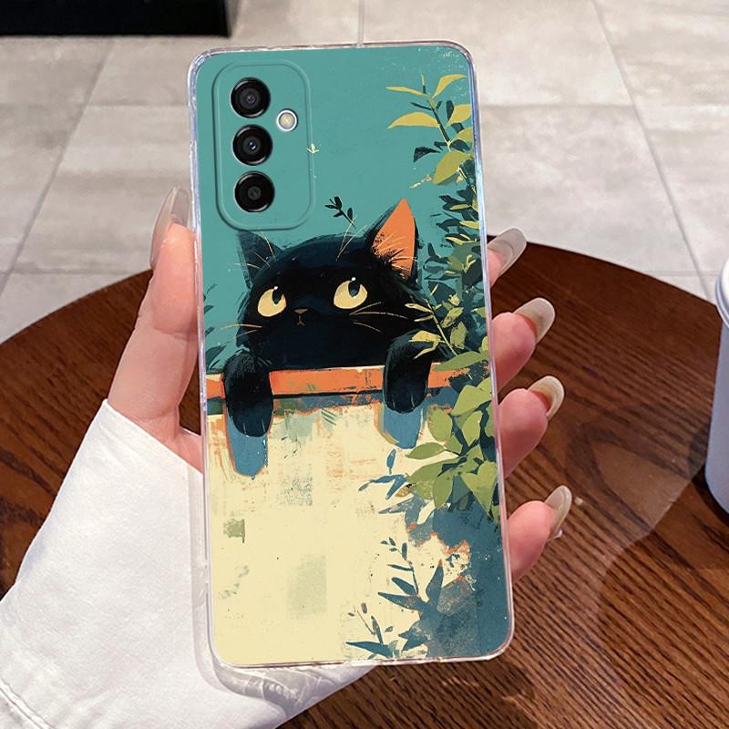 For Samsung Galaxy M13 Phone Case Aesthetic Cute Cat Fashion Transparent Soft Silicone Shell For Samsung M13 4G M 13 Back Covers