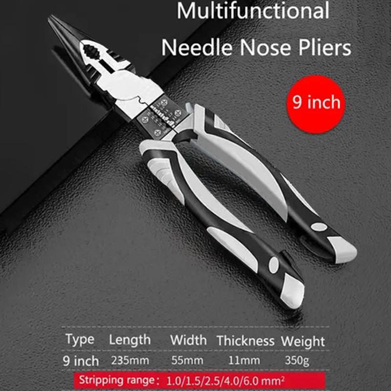 Черно-серые универсальные плоскогубцы, кусачки для проводов, профессиональные электрики, нескользящие, практичные инструменты для технического обслуживания