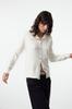 Women's Elegance Style Cardigan Ecru Polo Collar Soft Textured Knitwear Cardigan